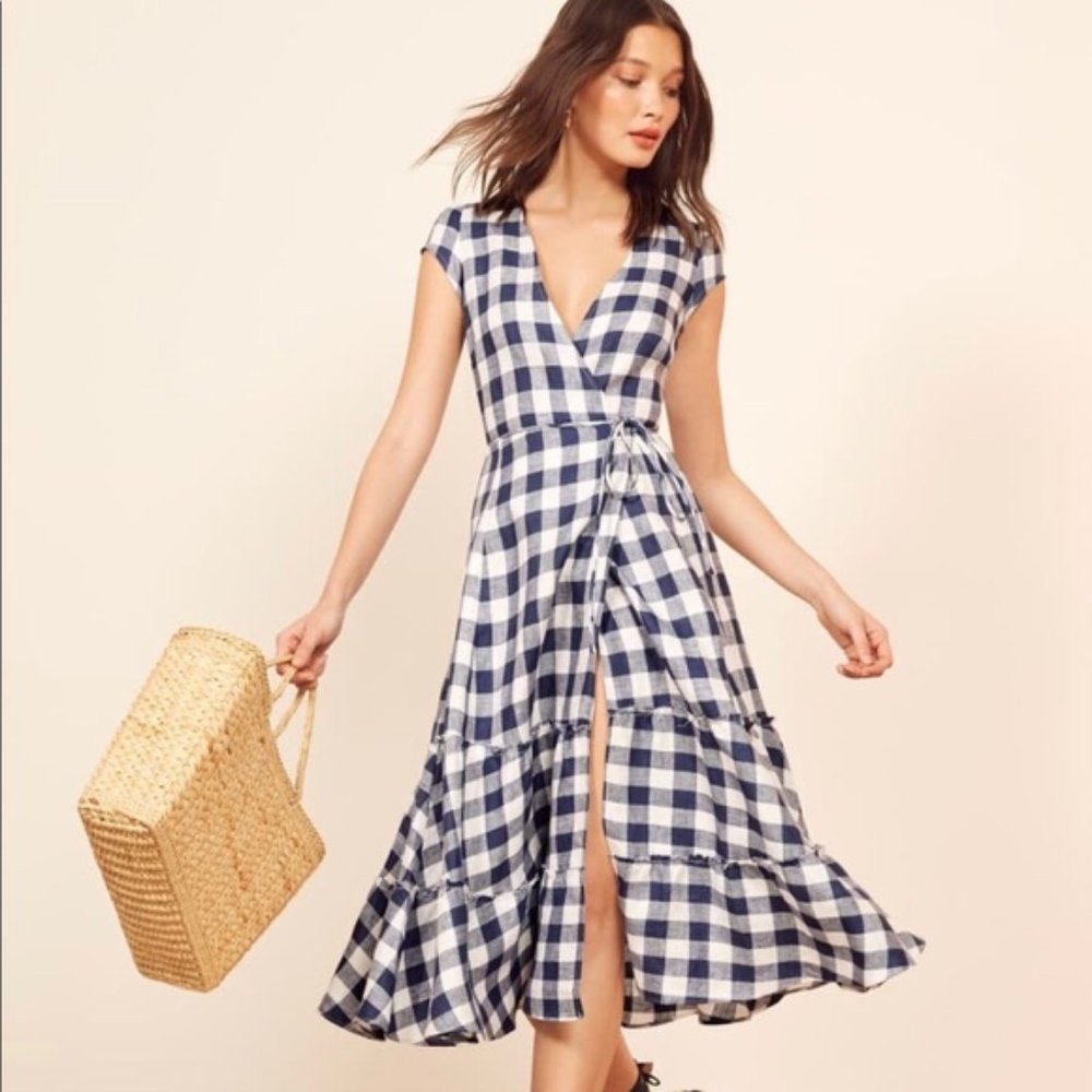 Reformation Calista Dress - *blue & white*